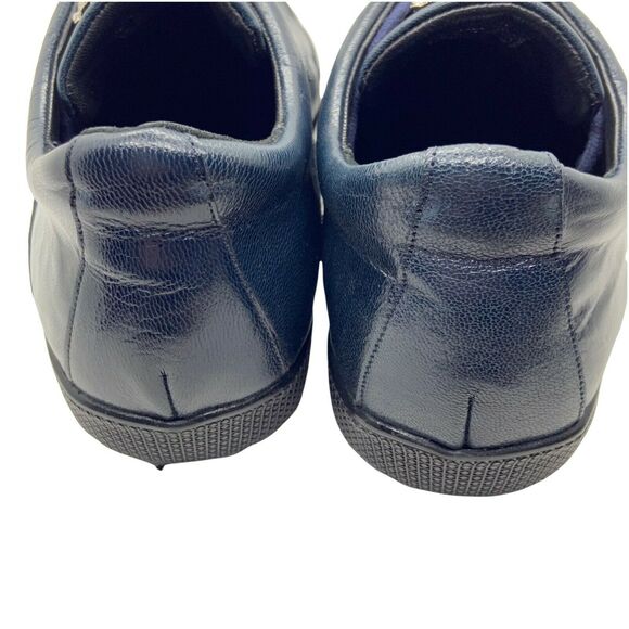 Studio Belvedere Sneakers Shoes Mens Size 8 M Bene Navy Blue Ostrich Lace Up - Picture 5 of 11